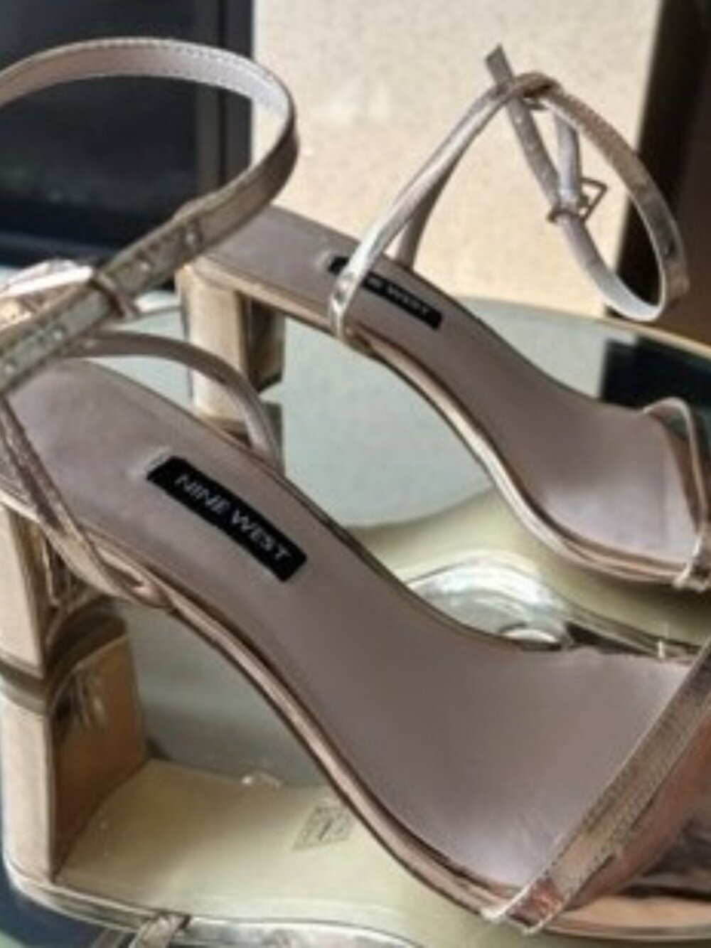Nine West Rose Gold Ankle Strap Heels